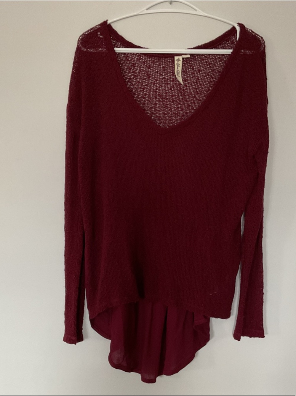 Others Follow Burgundy Layered V-Neck Knit Pullover